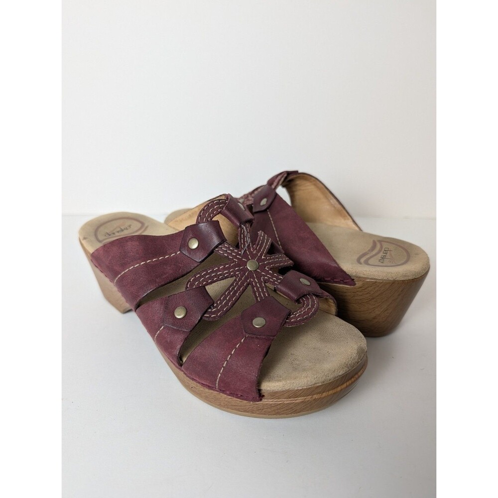 Dansko Womens Shoes Serena Red Leather Clog Slide Sandal Size EU 36 US 5.5